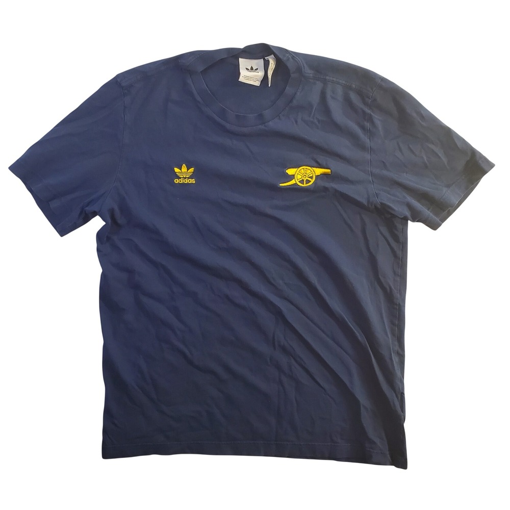Arsenal Essentials Trefoil T-Shirt Men M Navy Blue Adidas Crew Neck Football